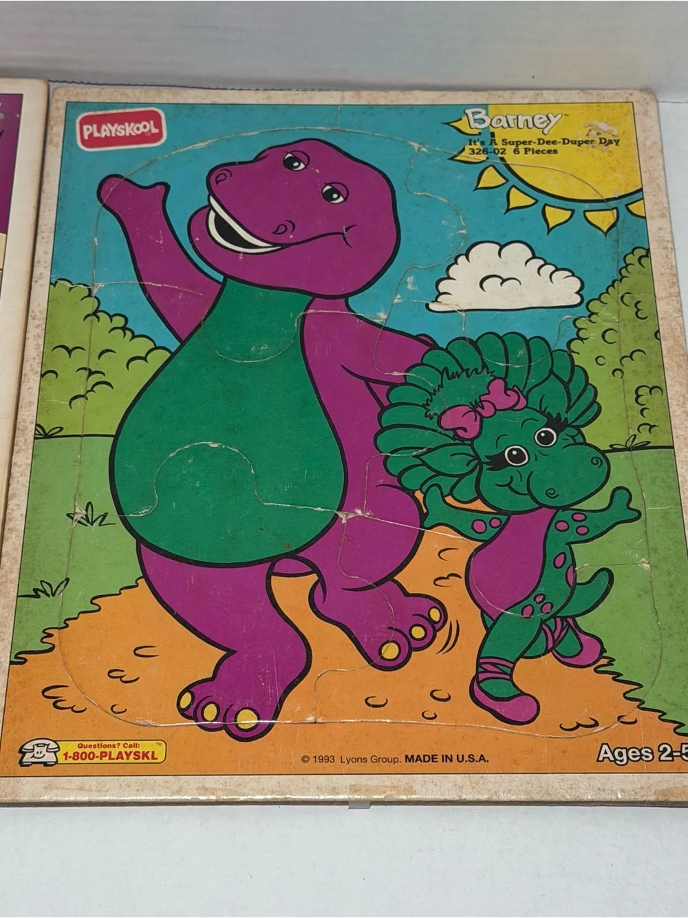 Vintage 90s Barney Lyons Group Wooden Preschool Toddler Puzzles 1993 1994